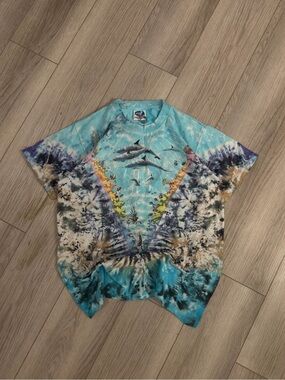 Rare Vintage 1990 LIQUID BLUE Atlantis Kingdom Graphic Ocean Tie Dye Shirt